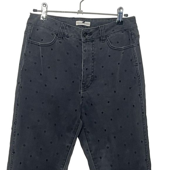 Ulla Johnson Prince Polka Dot Skinny Jeans Gray Women’s Size 2 High Rise Crop - Picture 3 of 13
